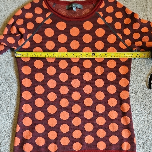 Title Nine Red and Orange Cotton Blend Polka Dot Sweater - Picture 6 of 8
